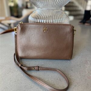 Tory Burch Kira Pebbled Leather Tan  Crossbody Bag